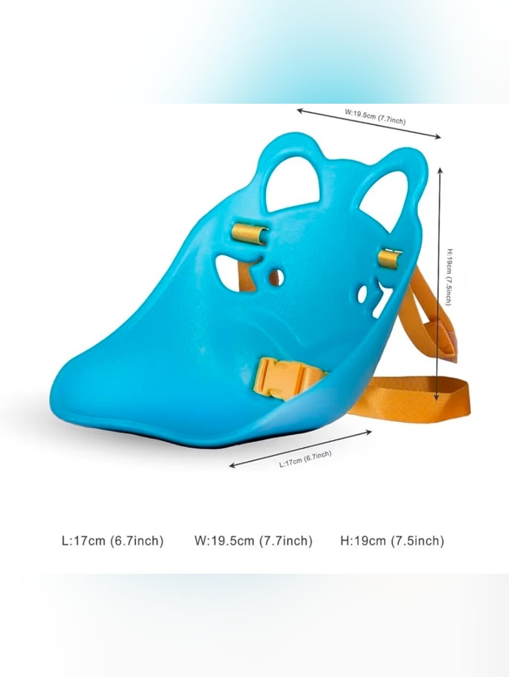 Bright Blue Kids Babydoll/Stuffy Seat With Yellow Straps For Bike/ Scooter